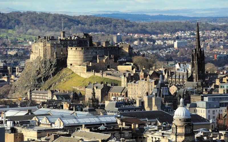 Edinburgh Castle on its rock above the Old Town rooftops and spires