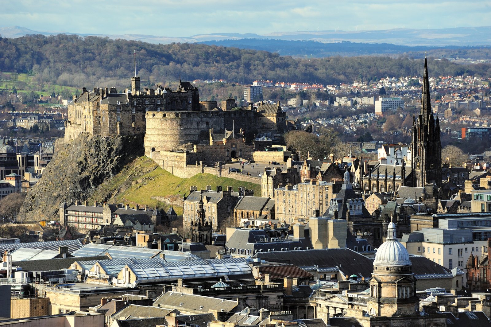 Edinburgh Castle on its rock above the Old Town rooftops and spires