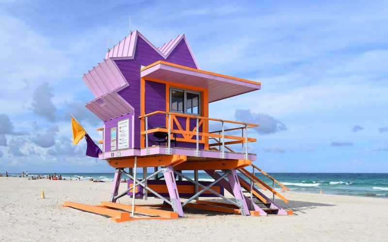 Colourful lifeguard stand on Miami Beach