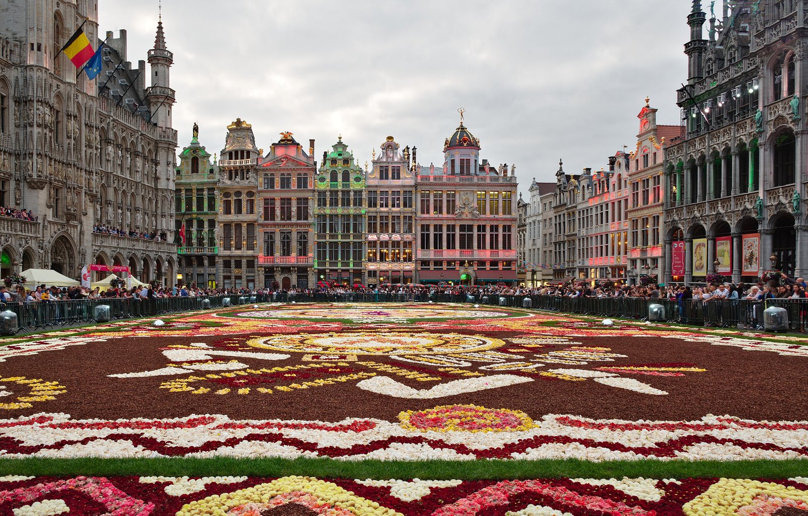 Flower carpet and guildhouses on the Grand-Place in Brussels
