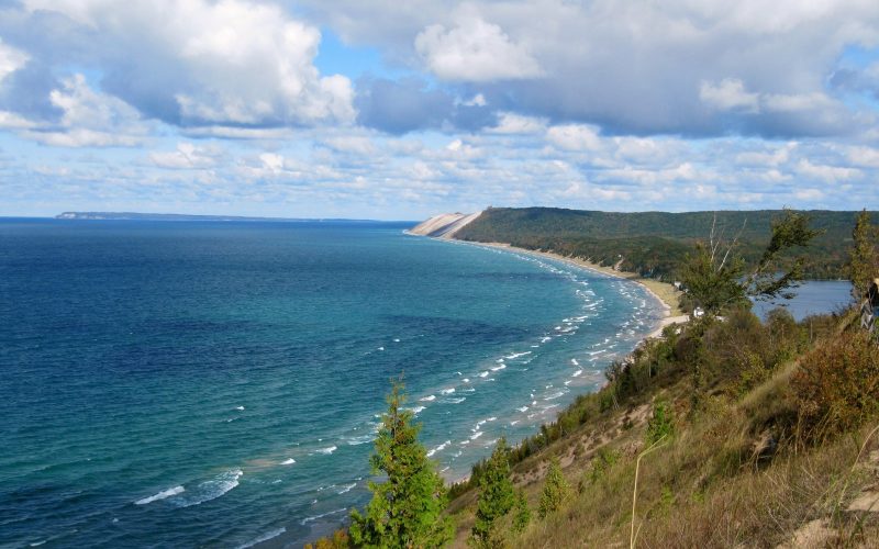 Sleeping Bear Dunes rising above Lake Michigan