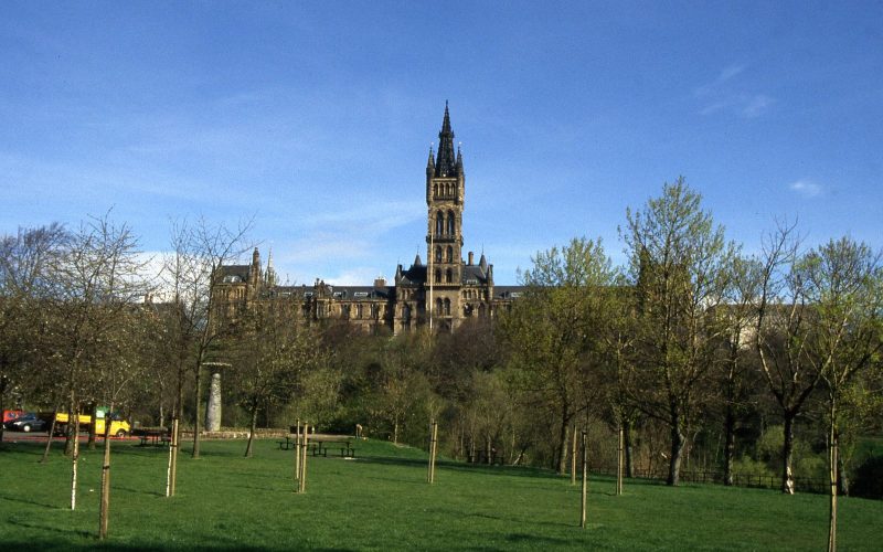 University of Glasgow tower above Kelvingrove Park