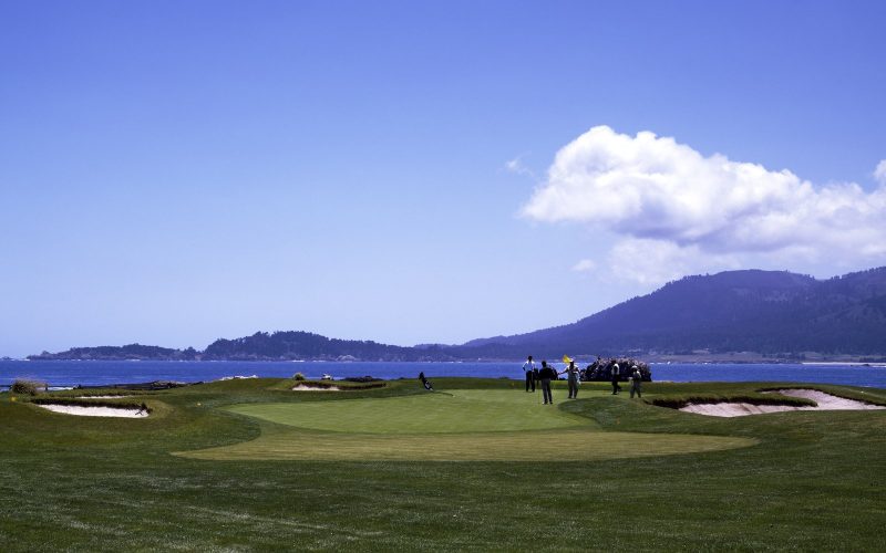 Pebble Beach Golf Links green beside the Pacific