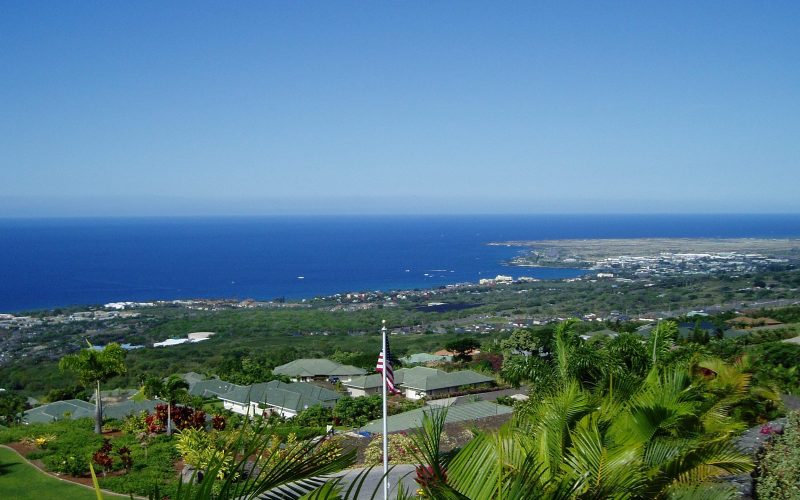 View over the Kona coast from the coffee-growing slopes