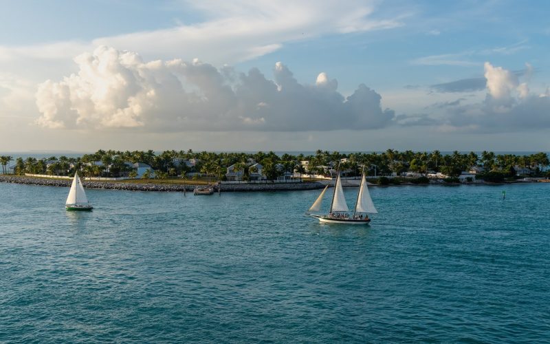 Sailboats off Sunset Key in the Florida Keys