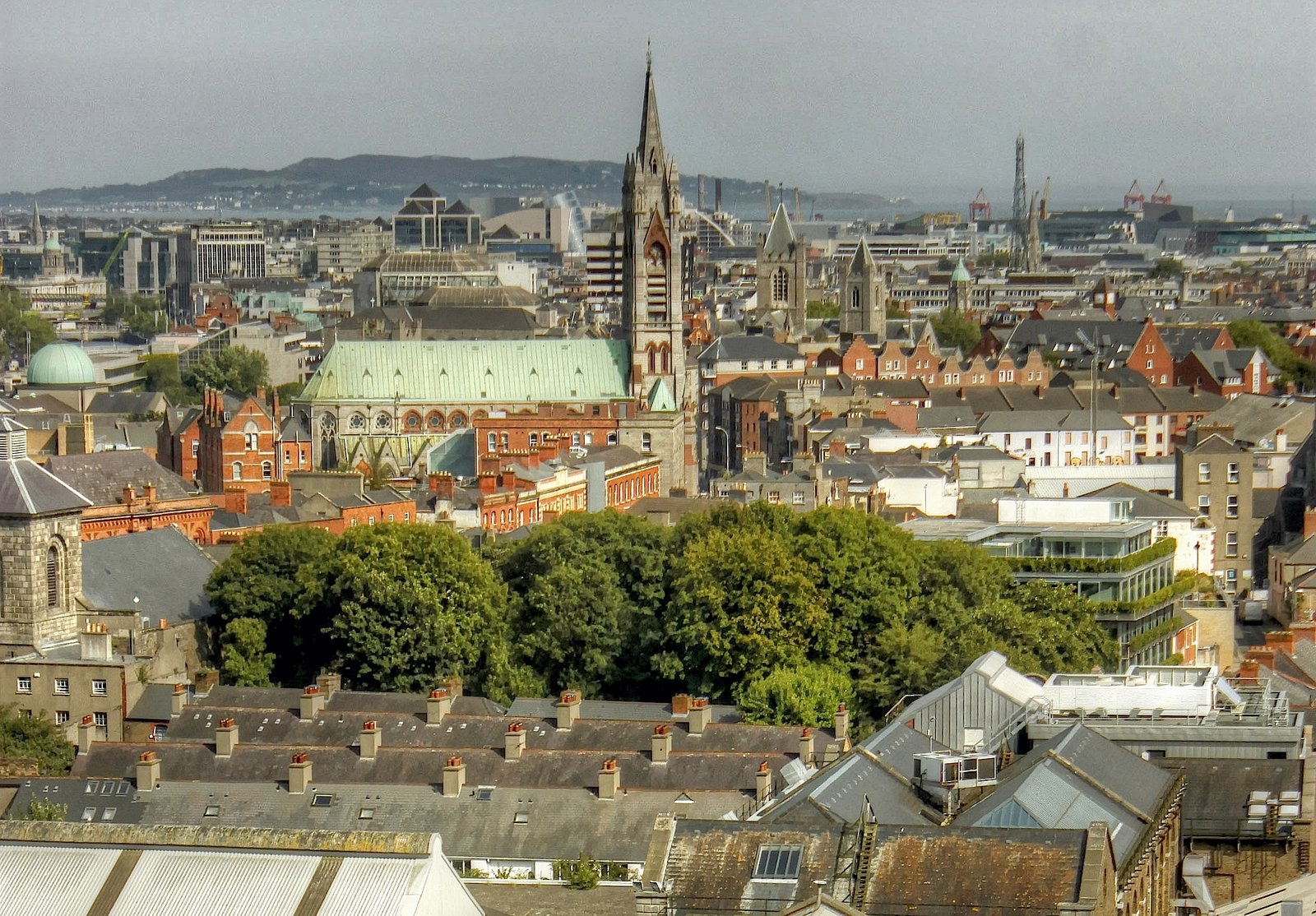 View over Dublin rooftops and church spires from the Gravity Bar of the Guinness Storehouse