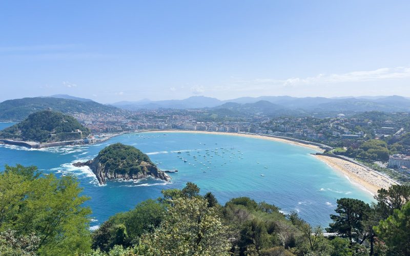 La Concha bay and its islet seen from the hills of San Sebastián