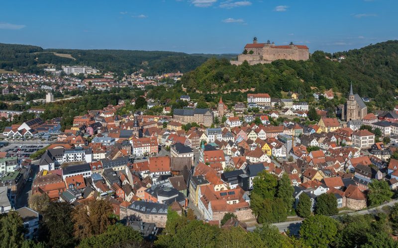 Aerial view of Kulmbach and Plassenburg castle