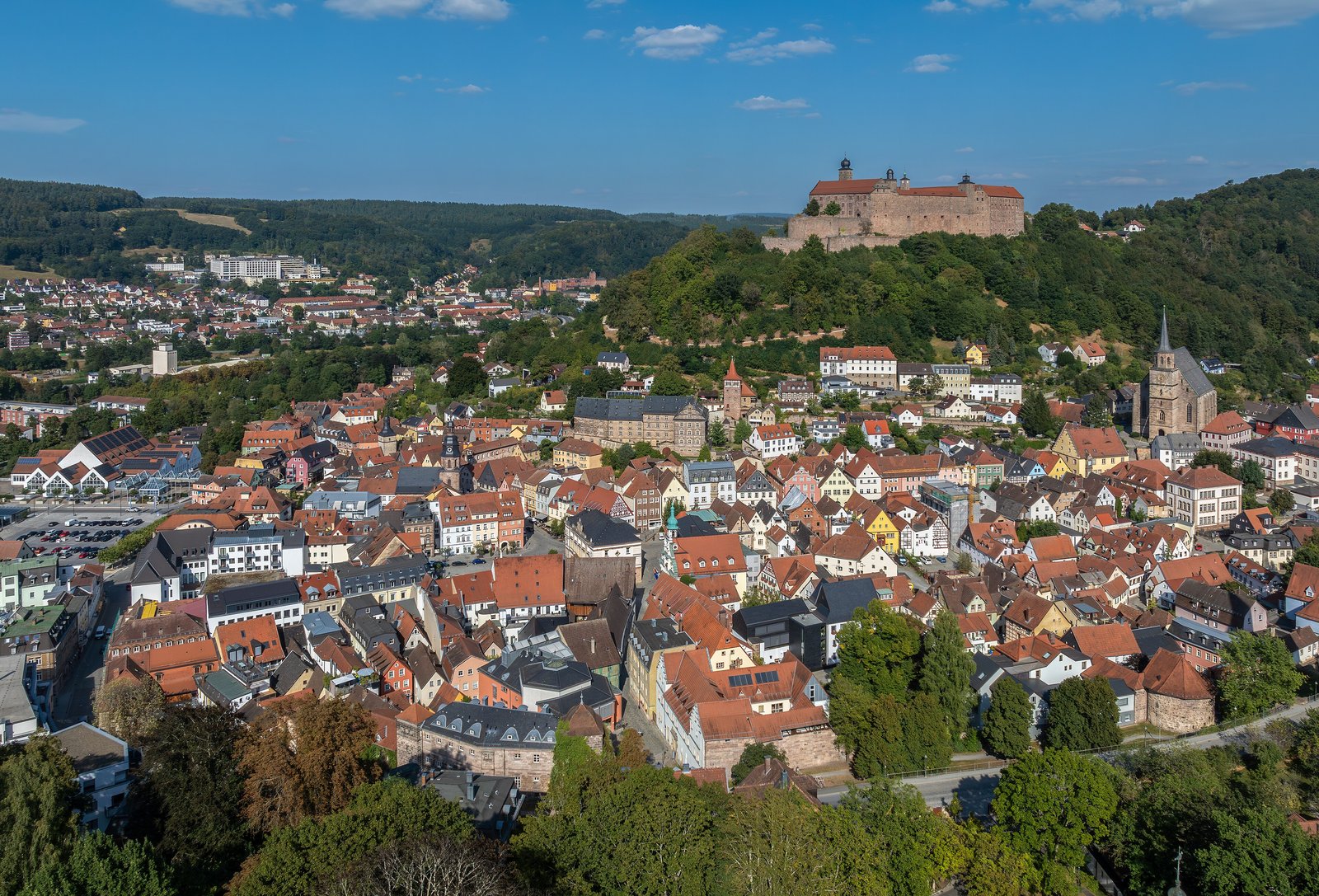 Aerial view of Kulmbach and Plassenburg castle
